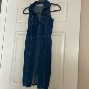 Collared Denim sleeveless  dress